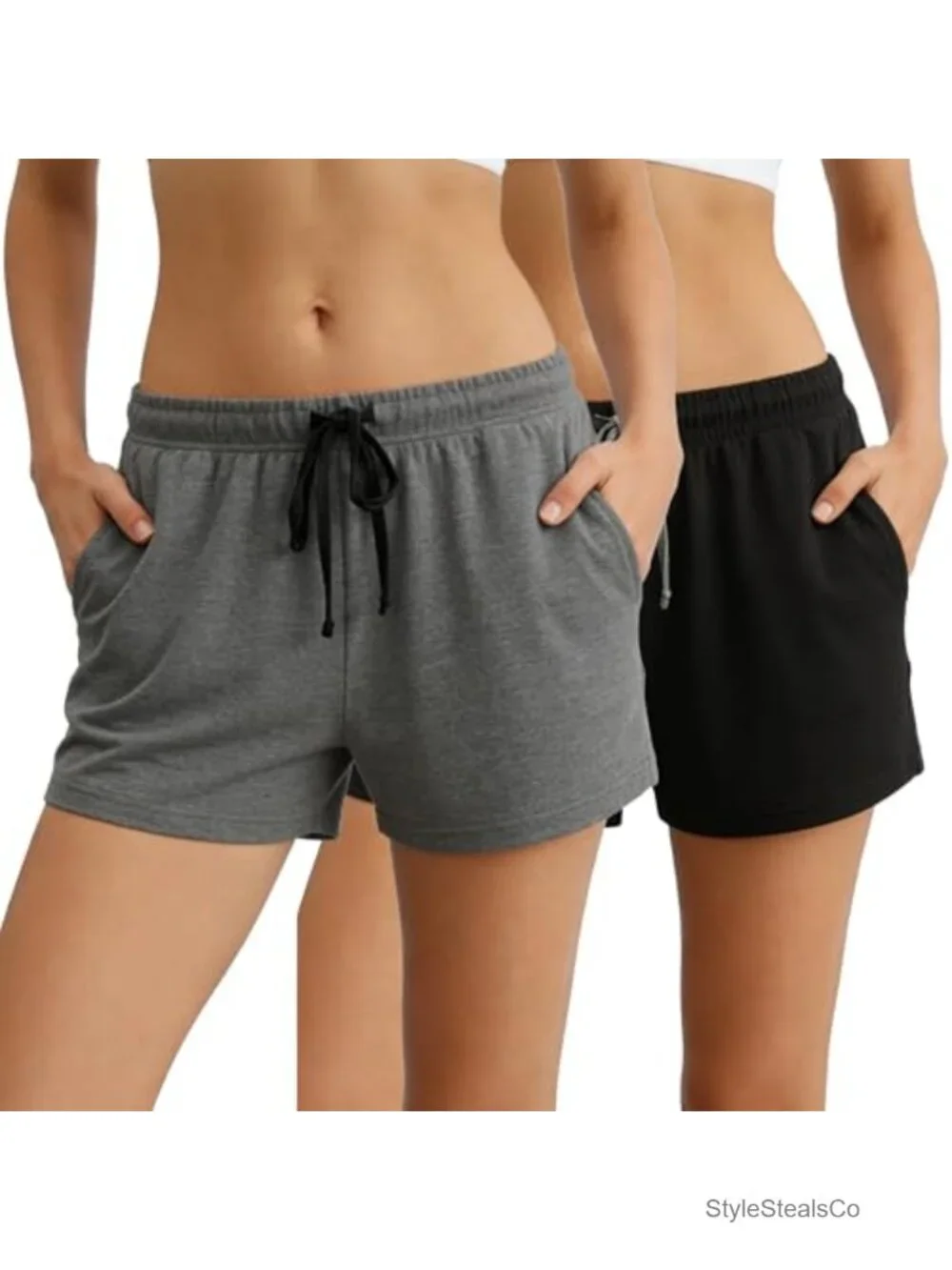 Cotton Spandex Pajama Shorts with Pockets, Soft Sleep Shorts for Women,
